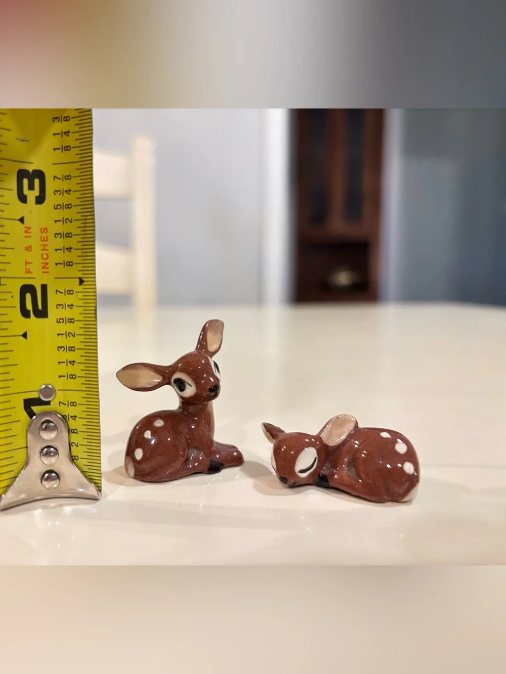 Vintage Hagen Renaker Mini Fawns Sitting And Sleeping Brown Spotted Deers